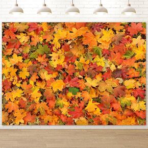 Fall Maple Leaves Photography Backdrop 7X5FT Cloth Fabric Autumn Scene Harvest Thanksgiving Banner Friendsgiving Party Decorations Fall Photo Background, Reusable and Washable