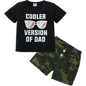 DISAUR Toddler Boy Clothes Baby Outfits, Little Boys Summer Letter Printed Short Sleeve With Pants 2PCS Clothing Set(1-5T)