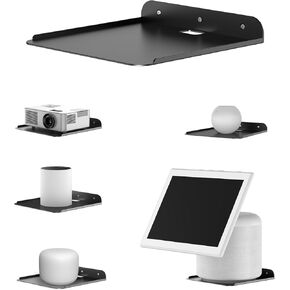 Wall Mount Shelf for Smart Speakers Fit for Echo 4/5, Echo Show 5/8/10, Echo Studio, Pop, Homepod, Sonos Wall Metal Floating Shelf Fit for Mini Projector, Orbi, Google, Nest WiFi (Black)
