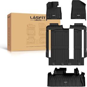 LASFIT Floor Mats Fit for 2014-2019 Toyota Highlander (Not for Hybrid) All Weather Custom Fit Floor Liner TPE Front and Rear 2 Row Car Mats,Black