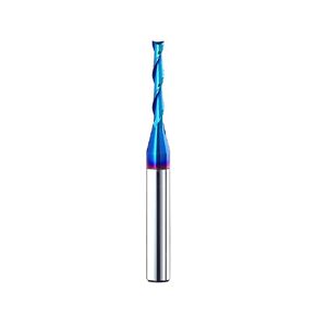 2PCS BRD222 Solid Carbide Spiral Plunge Router Bit 2 Flutes Down Cut CNC Router Bits End Mill NACO Coated 1/16"CD X 1/2"CL X 1/4"SD x 2"OL