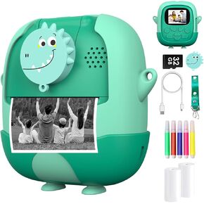 Kids Camera for Girls Boys,Instant Camera for Kids with 32GB SD Card Reversible Lens Video Digital Camera with Print Photo Paper, Birthday Gifts Toy for 3-12 Year Old 5 Colour Pens (Pink)