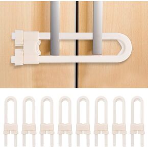 8 قطع أقفال خزانة منزلقة، أقفال خزانة مقاومة للأطفال بدون قصد، خزانة حماية للأطفال على شكل حرف U مع قفل أمان للأطفال قابل للتعديل، مزلاج مقاوم للأطفال لمقبض المقبض على خزانة باب تخزين المطبخ in Kuwait