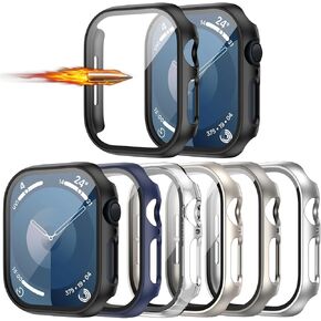 JZK 6 Pack For Apple Watch Series 10 46mm Case with Tempered Glass Screen Protector, Slim Guard Bumper Full Coverage Hard PC Protective Case HD Ultra-Thin Cover For iWatch 10 46mm Accessories