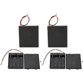 6V AA Battery Holder Bundle ，4X 1.5V AA Battery Holder Case with Wire Leads and ON/Off Switch (4 Pack)