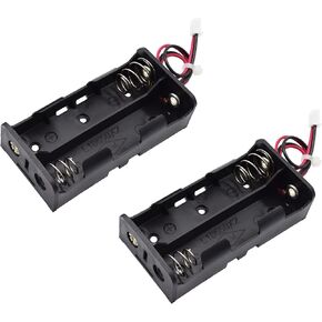 Adeept 2PCS 2Slots Battery Holder with Wire and 2.54mm JST Connector and Plug for 18650 Battery 4 Cell Case, Batteries Connected in Series 7.4V, Solderless Battery Storage Box Holder for DIY Projects