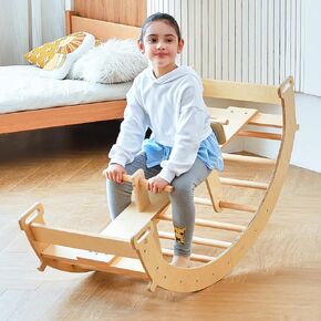Avenlur Bailis Ultimate 3-in-1 Playset for Kids - Seesaw, Climbing Arch and Rocker - Waldorf and Montessori Climbing Toy for Children 2-6 Years - Toddler Climbing Toys