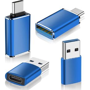 Herfair USB to USB C Adapter 4-Pack USB Type-C Female to USB Male Charger Converter/USB Female to USB-C Male Adpator for iPhone 15 Plus/Pro Max, iWatch S8/S9,AirPods,USB to USB C OTG Adapter (Black)