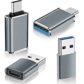 محول Herfair USB إلى USB C 4 حزم محول شاحن USB من النوع C أنثى إلى USB ذكر / محول USB أنثى إلى USB-C ذكر لهاتف iPhone 15 Plus/Pro Max، iWatch S8/S9، AirPods، محول USB إلى USB C OTG ( أسود) in Kuwait