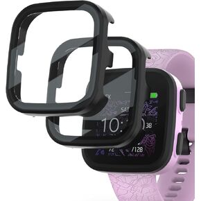 SimpleThings Compatible with Garmin Bounce Screen Protector, 2Pack Hard PC Cover with Tempered Glass Screen Protector for Garmin Bounce Kids Watch, Anti-Scratch and Touch Sensitive (Clear+Clear)