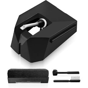 AT-VMN95E Record Player Needle Fits for Audio-Technica AT-VMN95E Series Stylus, Elliptical Turntable Needle for AT-LP120X Vinyl Record Player, Diamond Record Player Needles with Phono Brush, Black