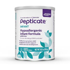 Pepticate Baby Formula, Hypoallergenic Powdered Infant Formula for Cow Milk Allergy, with Omega 3 DHA, ARA, Iron & Prebiotics, 13.2oz (Pack of 4)