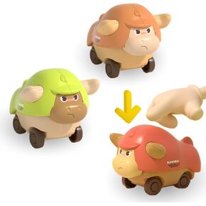 Press and Go Car Toys for 1 2 3 Year Old, Friction Animal Racing Cars for 6-9-12-18 Months, Educational Push Go Toys for Toddlers 1-3, Boy First Birthday Gift (Duck)