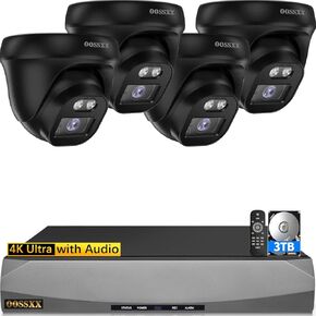 (4K/8.0 Megapixel & 130° Ultra Wide-Angle) with Audio PoE Dome Outdoor Home Security Camera System, Wired Outdoor Surveillance IP Cameras System