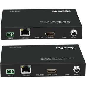 HDMI Extender Over IP Optical Fiber w/IR Single w/Transmitter and Receiver Up to 12.4 Miles/20KM, 1080p 60Hz, RS232 – Black (61008)