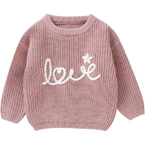 Toddler Baby Girl Easter Outfit Bunny Embroidery Long Sleeve Kint Sweater Infant Knitted Easter Sweaters