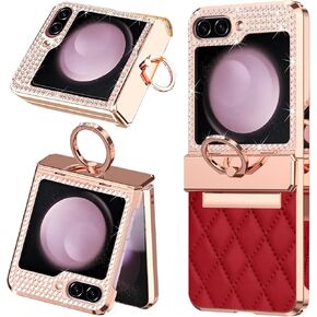 NINKI Compatible Samsung Galaxy Z Flip 6 Case with Hinge Protection & Ring,Shockproof Luxury Diamond Galaxy Z Flip 6 Leather Case,Sparkle Bling Samsung Z Flip 6 Case for Galaxy Z Flip 6 5G Case Black