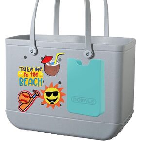 Bogg Bag Phone Holder Compatible with Bogg Bag, 5 Pack Silicone Cell Phone Holder Accessories Bogg Bags Charm Mom/Beach/Baseball for Simple Modern Beach Bag & XL Bogg Bag (Grey+Beach)