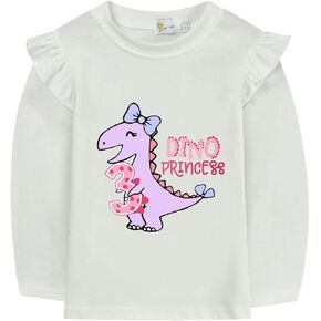 3rd Birthday Outfits for Toddler Girls 3 Birthday Shirts Ruffle Long Sleeve Dinosaur Butterfly Mermaid Tee Tops