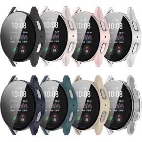 RuenTech 8-Pack Hard Case for Samsung Galaxy Watch 7 40mm with Built-in Tempered Glass Screen Protector，PC Hard Ultra-Thin Slim Fit Scratch Resistant Bumper (40mm, 8Pack)