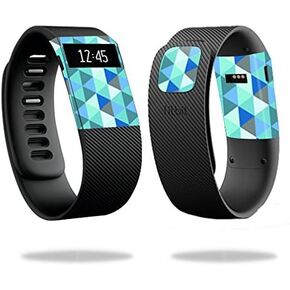 غلاف MightySkins متوافق مع ساعة Fitbit Charge Cover Skins، باللون الأزرق المشكال