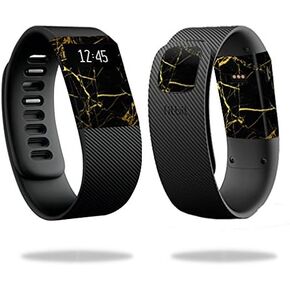 MightySkins Skin Compatible with Fitbit Charge Cover Skins Sticker Watch Black Gold Marble