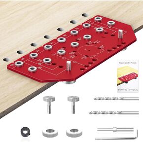 2-in-1 Shelf Pin jig and Hinge Jig, 1/4" And 5mm Metal Drilling Jig, Aluminum Cabinet Hole Pag Jig Template with Clamping Function, Straight Holes Hardware Jig