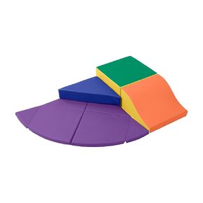 ECR4Kids SoftZone Junior Adventurer's Summit Slide, Corner Climber, Earthtone, 4-Piece