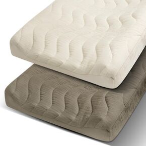 2 Pack Muslin Changing Pad Cover, Cotton Quilted Top Baby Changing Table Pad Covers, Soft Breathable Boho Changing Pad Sheets Fit for Standard Changing Pad 16" x 32" (Forest & Roman Green)