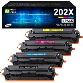 202X Toner Cartridges - High Yield 4 Pack 202A Compatible Replacement for HP Color Laserjet Pro MFP M281fdw Toner, M281cdw Toner Cartridges, Color Laserjet Pro M254 Series | CF500X