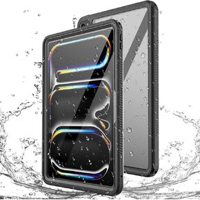 Miimall Waterproof Case for iPad Pro 13 inch 2024 M4, IP68 Waterproof Clear 360 Full-Body Ultra-Thin, Built-in Screen Protector, Shockproof Dust/Snow Proof Waterproof for iPad Pro 13 inch, Black