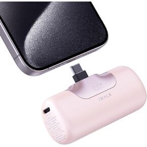 شاحن محمول iWALK بقدرة 5500 مللي أمبير في الساعة من الجيل التالي من بنك الطاقة الصغير بقدرة 22.5 وات لشحن سريع وبطارية USB-C شاحن هاتف محمول لهاتف iPhone 16 16 Plus 16 Pro 16 Pro Max iPad وSamsung Galaxy S24 S23 Android، أسود in Kuwait