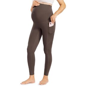 Enerful Womens Maternity Leggings with Pockets Workout Legging Pants Buttery Soft Pregnancy Active Wear Yoga Tights