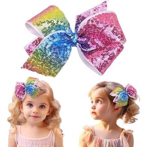Rainbow Glitter Sequin Hair Bows Clips Sparkling Alligator Clips for Baby Girls Kids Birthday Party Festival Children Hair Accessories Barrettes (Gold)