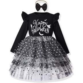 فستان للفتيات الصغيرات للهالوين من التول مكشكش وأكمام طويلة على شكل يقطين لحفلات الأميرات، فستان توتو للخريف والشتاء، ملابس ملابس in Kuwait