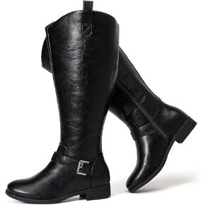 Luoika Women's Extra Wide Calf Knee High Boots, Western Cowyboy Cowgirl Knee-High Boots Plus Size Wide Width Low Heel Winter Fall Boots.
