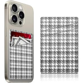 Leather Phone Card Holder, Cute Phone Wallet Stick On, Credit Card Holder for Phone Case, Double Pocket Sticker Back of Most of Phones Cute Colorful Flower