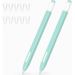 2 Pack Pencil Case Compatible with Apple Pencil Pro/Apple Pencil 2nd Generation Case,Non-Slip Silicone Case,Compatible withMagnetic chargingand DoubleClick.(Sky Blue, Dark Green)