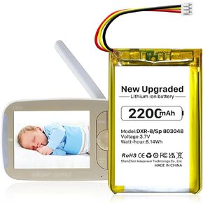 بطارية بديلة 2200 مللي أمبير في الساعة لشاشات فيديو الأطفال الرضع DXR-8 SP803048 بطارية ليثيوم أيون قابلة لإعادة الشحن، بطارية 2024 ترقية جديدة عالية السعة in Kuwait
