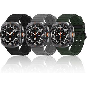 kytuwy 3 Pack Galaxy Watch Ultra Band, No Gap Silicone Band Compatible for Samsung Galaxy Watch 7 Ultra Bands 47mm, Breathable Soft Sport Strap for Samsung Watch Ultra 2024 Men Women