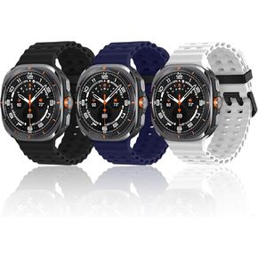 kytuwy 3 Pack Galaxy Watch Ultra Band, No Gap Silicone Band Compatible for Samsung Galaxy Watch 7 Ultra Bands 47mm, Breathable Soft Sport Strap for Samsung Watch Ultra 2024 Men Women