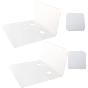 2PCS Acrylic Floating Shelf Transparent Floating Shelf Non Drilling Placement Board Wall Mounted Monitor Speaker Universal Storage Shelf with Cable Clip Small Wall Shelf