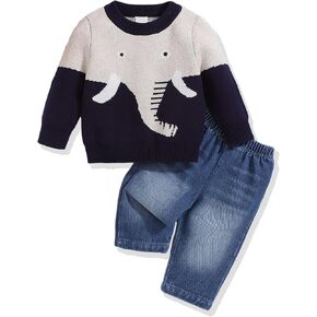 NZRVAWS ملابس الطفل الصبي الحيوان طباعة سترة جان بانت طفل صبي الزي لطيف 6-24 أشهر 2T 3T طفل رضيع الملابس مجموعة in Kuwait