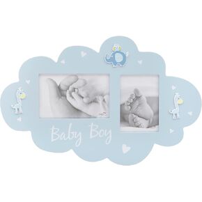 Maturi Wood Photo Frame, Baby Girl Cloud, Pink, 15.7" x 10.2", Christening Newborn Gift