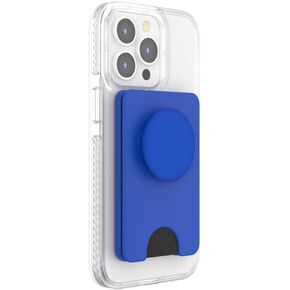PopSockets Phone Wallet with Expanding Grip, Phone Card Holder, Wireless Charging Compatible, Wallet Compatible with MagSafe, Into The Woods - Cobalt