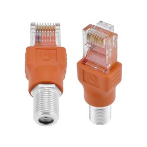 2PCS F-Type Female to RJ45 Male Coaxial Converter Ethernet Adapter, Coax Straight Connector for Cable Line Tester Monitor Digital Signal Compatible, Black