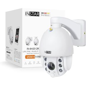 INSTAR IN-9420 2K+ Black - LAN/PoE/WLAN Surveillance Camera with AI - IP Camera - PIR - controllable PTZ - for Indoor and Outdoor use - Audio - HomeKit - MQTT