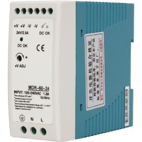 24 VDC DIN Rail Power Supply MDR 60W DIN Rail مخرج مزدوج (الإدخال: 100-240VAC، الإخراج: 24VDC، 50/60HZ) محول تحويل الطاقة DC (24V 2.5A)