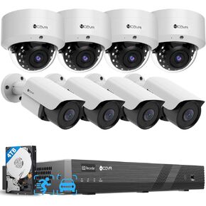 PoE 16 Camera Security System for Business, AI Human Vehicle Detection, 8 Dome IK10 Vandal-Proof 8 Bullet 5MP Wired IP Camera IP67, Remote Access, 16 Channel 4K NVR with 4TB HDD, LYH54A5M1616