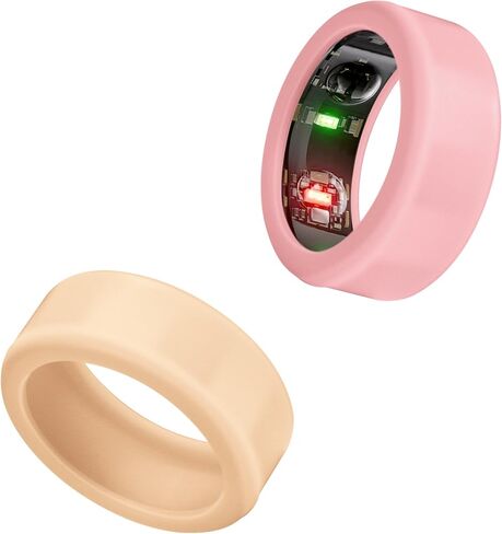 Ring Protector Compatible with Oura Ring, Silicone Scratch Elastic Protection Cover for Oura Ring Gen 3 Working Out (Orange+Clear, S (6/7/8/9/10)) in Saudi Arabia